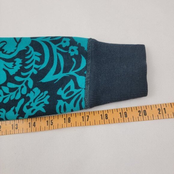 LULULEMON Womens XS? S? Scuba Hoodie Jacket Teal Turquoise Full Zip Floral Print - Picture 12 of 14